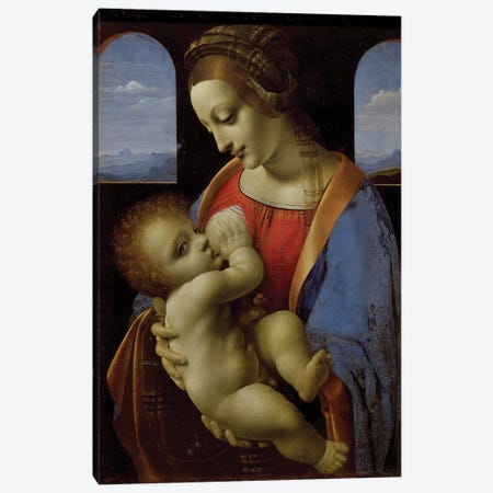 The Litta Madonna, 1490  Canvas Print #BMN869} by Leonardo da Vinci Canvas Artwork