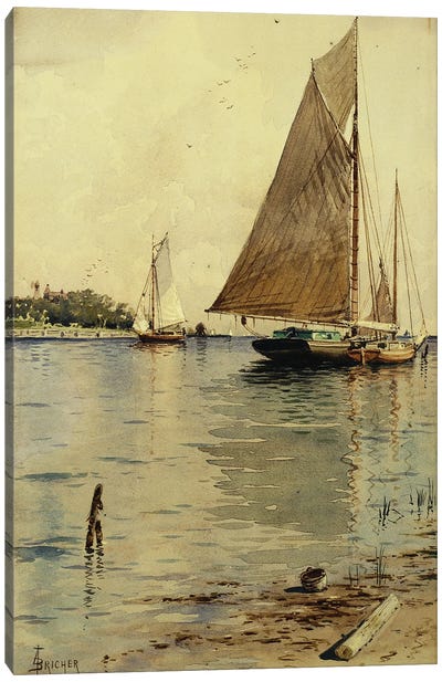 Drying the Sails, Oyster Boats, Patchogue, Long Island,  Canvas Art Print