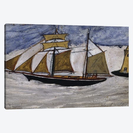 Boat and Lighthouse,  Canvas Print #BMN8713} by Alfred Wallis Canvas Art