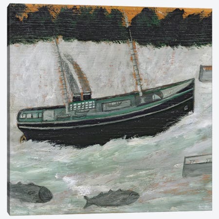 Lighthouse with Trawler and Fish  Canvas Print #BMN8714} by Alfred Wallis Canvas Art Print