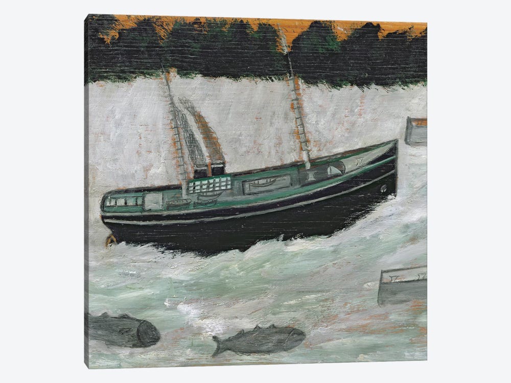 Lighthouse with Trawler and Fish  by Alfred Wallis 1-piece Canvas Wall Art