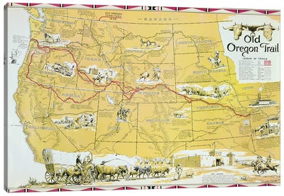 Map of the Old Oregon Trail  Canvas Art Print - Antique Maps