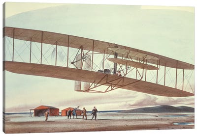 The Wright Brothers at Kitty Hawk, North Carolina, in 1903  Canvas Art Print - Airplane Art