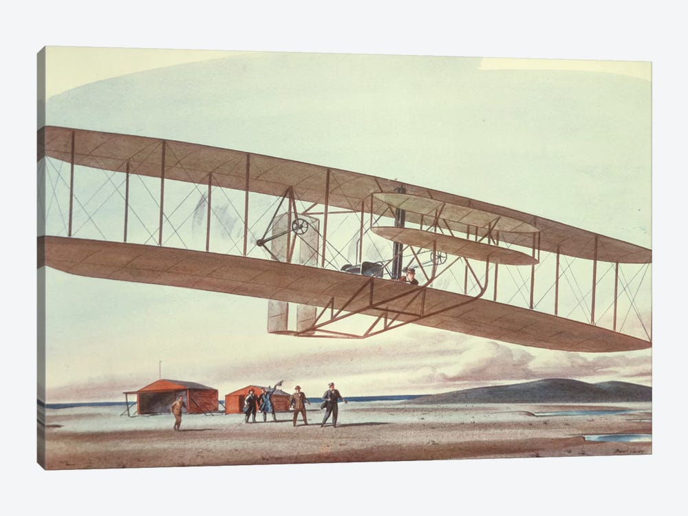 The Wright Brothers at Kitty Hawk, North Carolina, in 1903  by American School 1-piece Canvas Art
