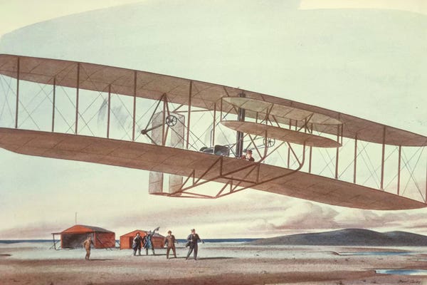 By Air: The Wright Brothers at Kitty Hawk, North Carolina, in 1903  by American School