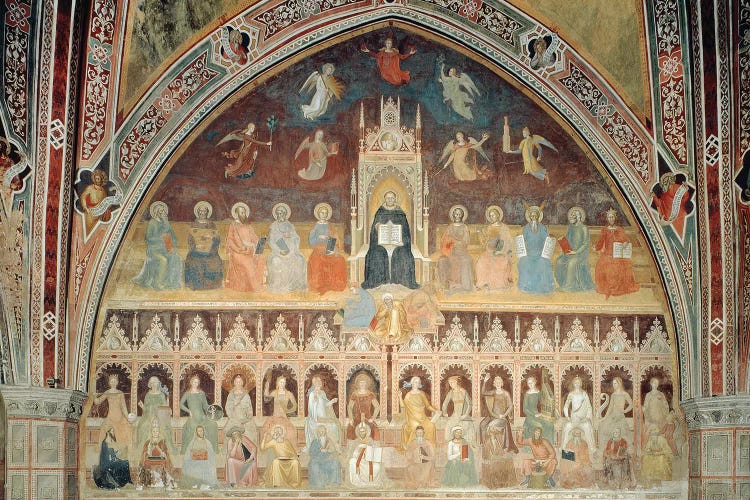 The Triumph of Catholic Doctrine, personified in St. Thomas Aquinas, from the Spanish Chapel, c.1365 