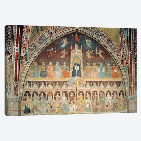 The Triumph of Catholic Doctrine, personified in St. Thomas Aquinas, from the Spanish Chapel, c.1365  Canvas Print #BMN8799} by Andrea Di Bonaiuto Canvas Art