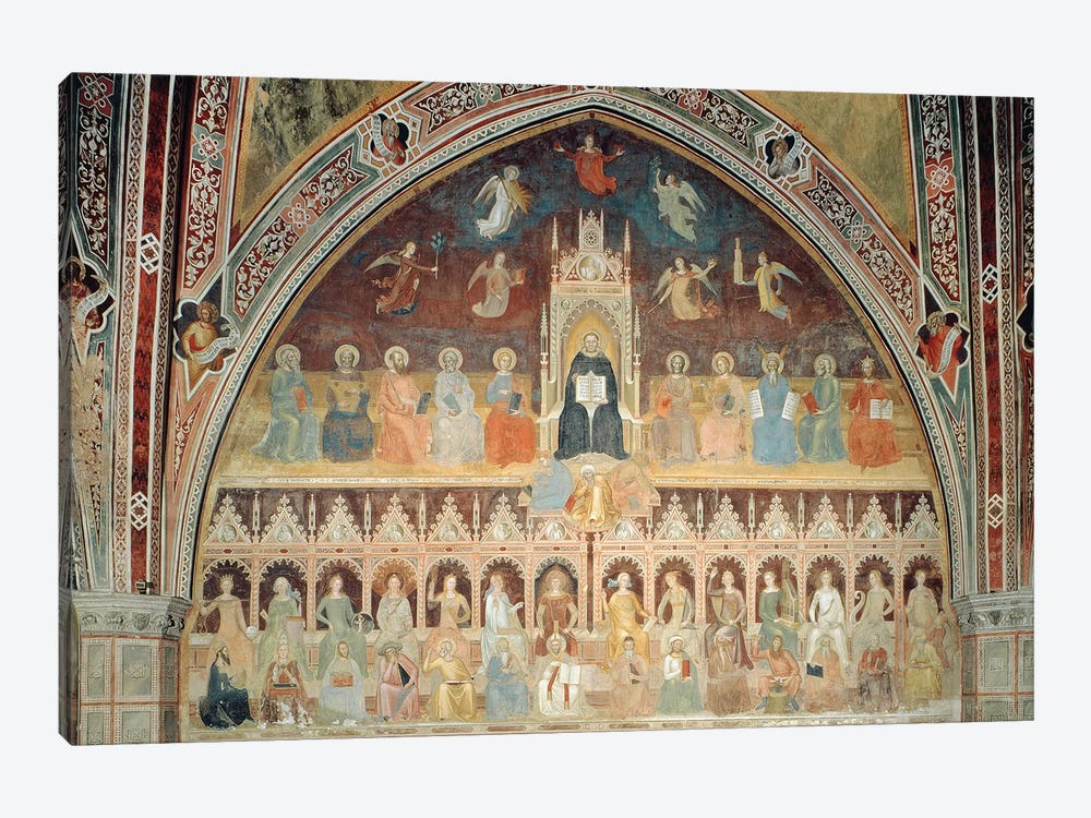 The Triumph of Catholic Doctrine, personified in St. Thomas Aquinas, from the Spanish Chapel, c.1365  by Andrea Di Bonaiuto 1-piece Art Print