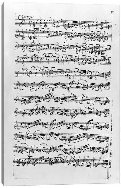 Copy of 'Partita in D Minor for Violin' by Johann Sebastian Bach    Canvas Art Print