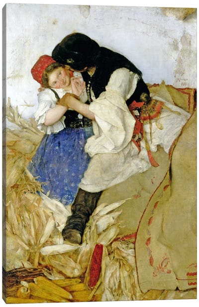 Husking Corn, 1885 Canvas Art Print