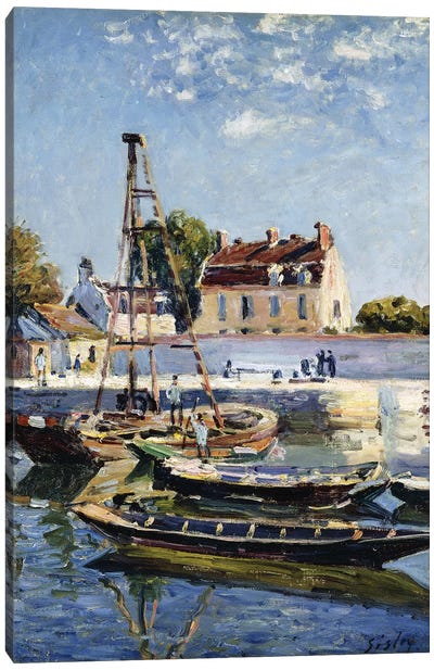 Barges, 1885  Canvas Art Print - Alfred Sisley