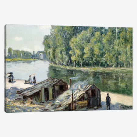 Huts along the Canal du Loing, effect of sunlight, 1896  Canvas Print #BMN8840} by Alfred Sisley Canvas Art