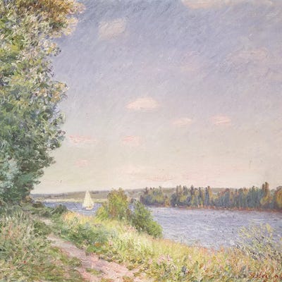 Normandy, the water path in the evening, Sahurs, 1894  by Alfred Sisley canvas print