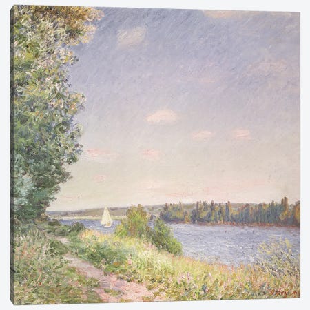Normandy, the water path in the evening, Sahurs, 1894  Canvas Print #BMN8846} by Alfred Sisley Canvas Art Print
