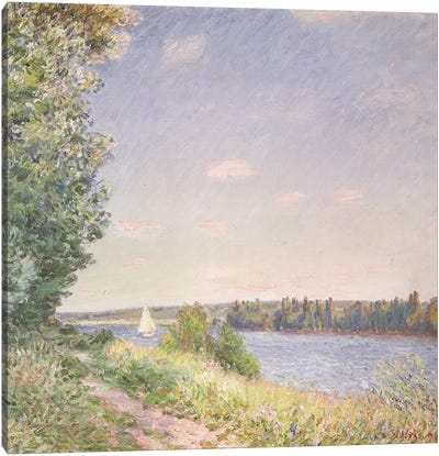 Normandy, the water path in the evening, Sahurs, 1894  Canvas Art Print - Alfred Sisley