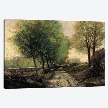 Tree-lined avenue in a small town, 1865-1867 Canvas Print #BMN8857} by Alfred Sisley Canvas Art
