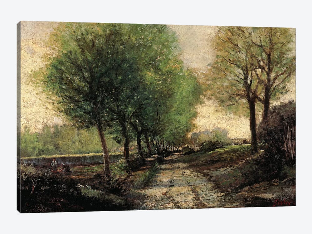 Tree-lined avenue in a small town, 1865-1867 by Alfred Sisley 1-piece Canvas Print