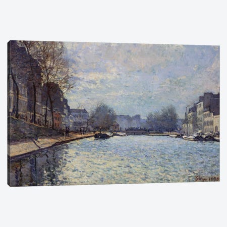 View of the Canal Saint-Martin, Paris, 1870  Canvas Print #BMN8858} by Alfred Sisley Canvas Art Print