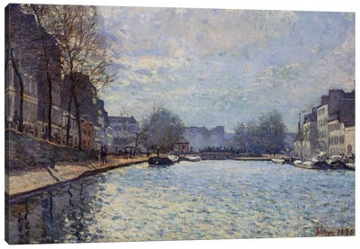 View of the Canal Saint-Martin, Paris, 1870  Canvas Art Print