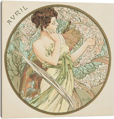 April, 1899   Canvas Art Print - Alphonse Mucha