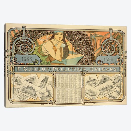 F. Guillot Pelletier Calendar, 1897  Canvas Print #BMN8865} by Alphonse Mucha Canvas Print
