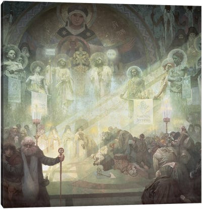 Holy Mount Athos, from the 'Slav Epic', 1926  Canvas Art Print - Alphonse Mucha