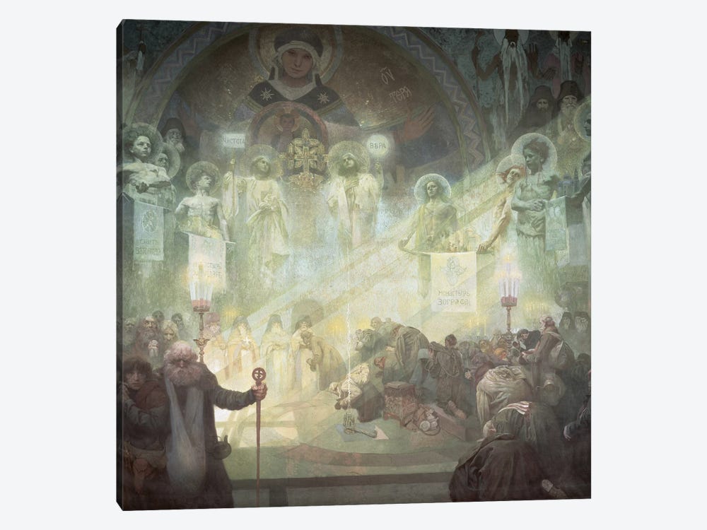 Holy Mount Athos, from the 'Slav Epic', 1926  by Alphonse Mucha 1-piece Canvas Artwork