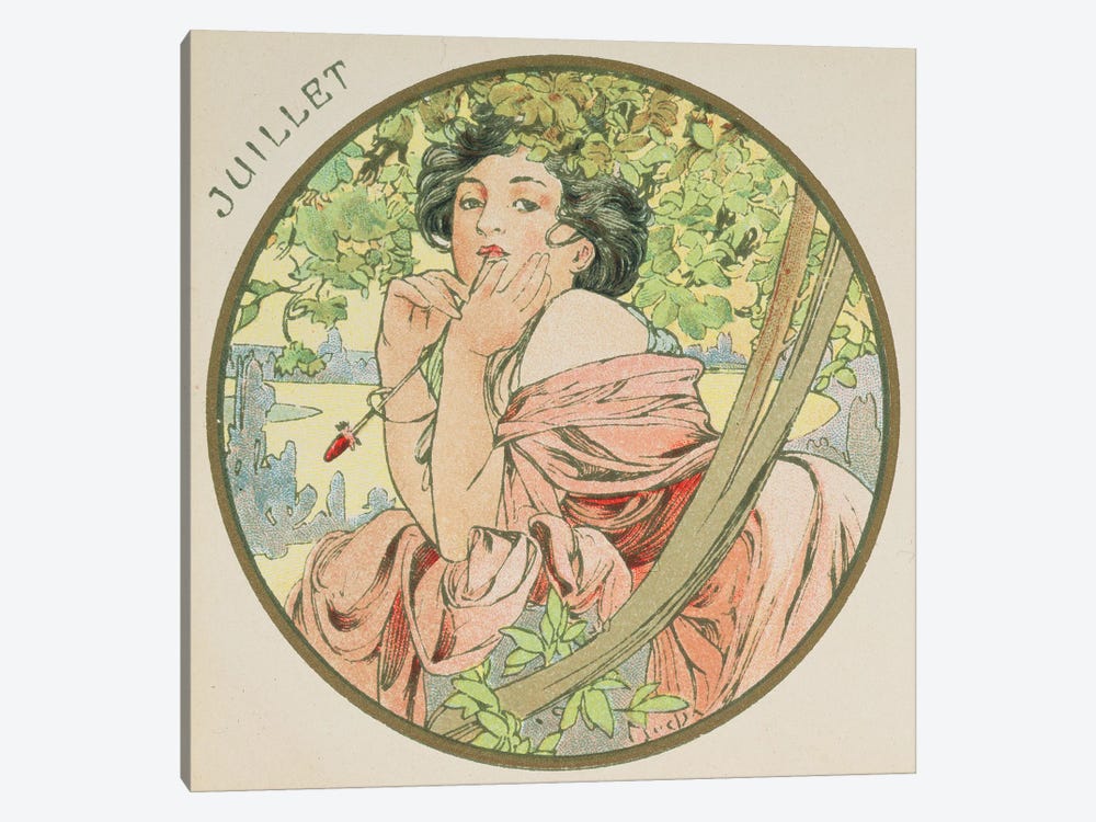 July, 1899   by Alphonse Mucha 1-piece Canvas Artwork