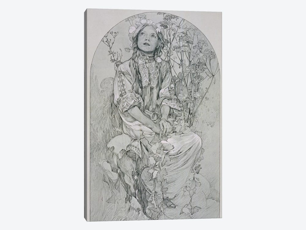 Plate 8 from 'Figures Decoratives', 1902  by Alphonse Mucha 1-piece Canvas Wall Art