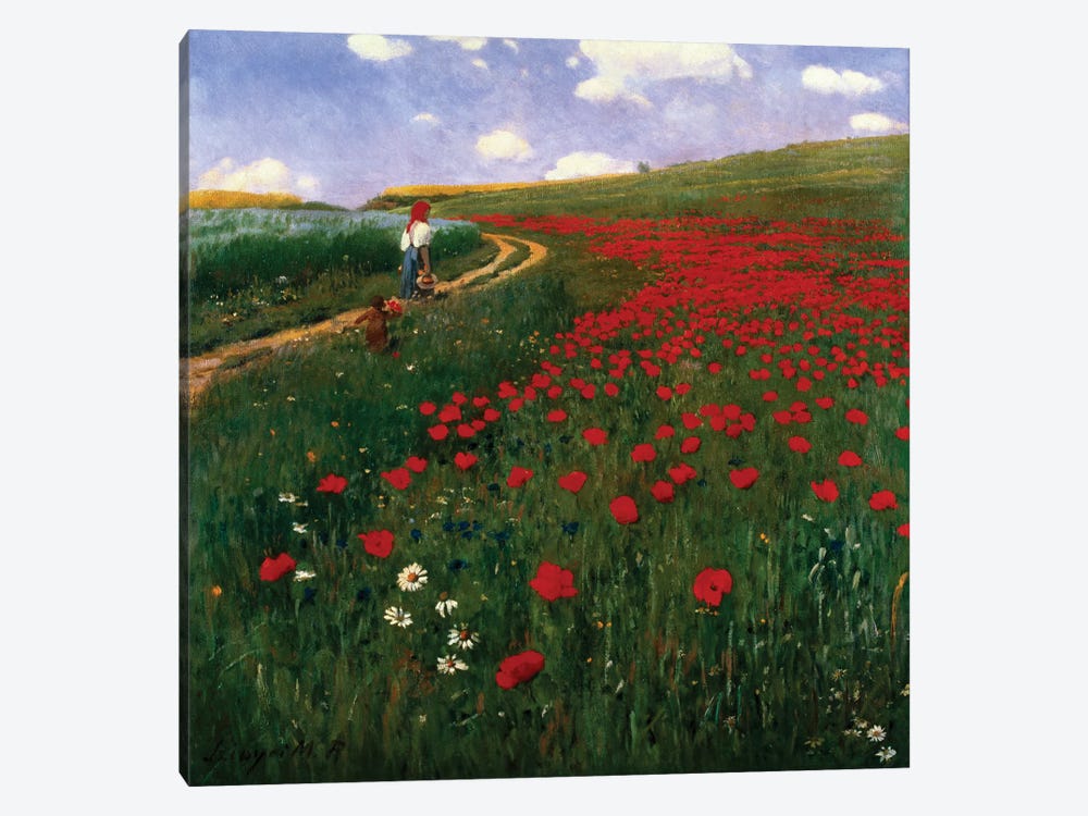The Poppy Field by Pal Szinyei Merse 1-piece Canvas Wall Art
