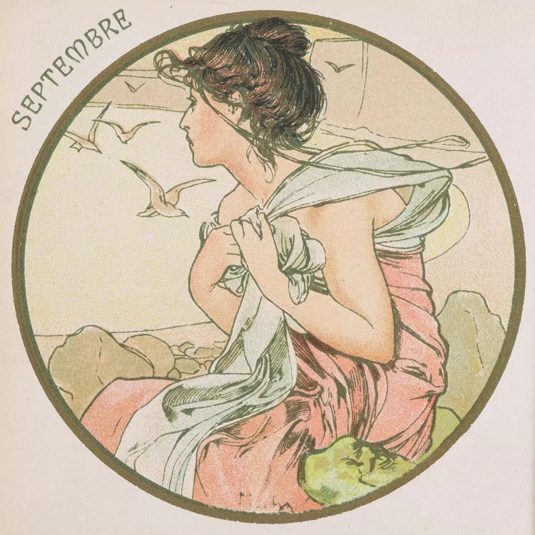 September, 1899   by Alphonse Mucha wall art