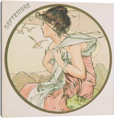 September, 1899   Canvas Art Print - Alphonse Mucha