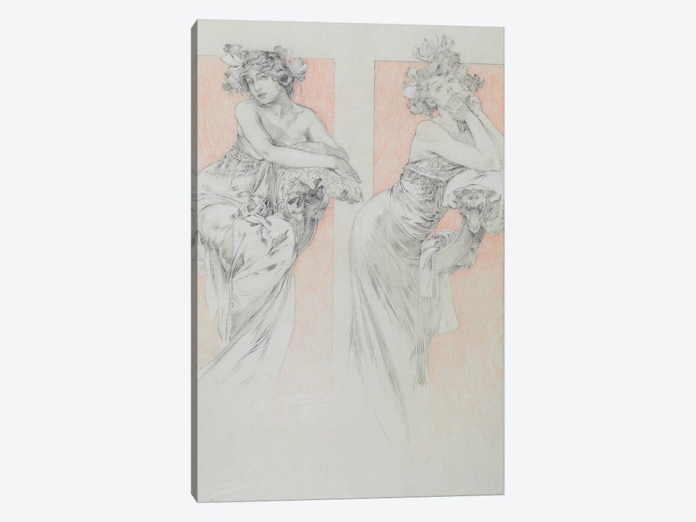 Study for plate 12 from 'Documents Decoratifs', 1902  by Alphonse Mucha 1-piece Canvas Art Print
