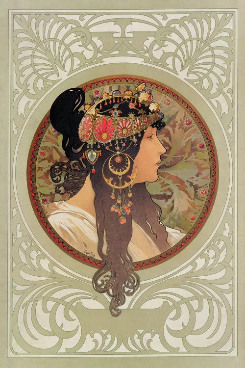 Tetes Byzantines: Brunette, 1897  by Alphonse Mucha wall art