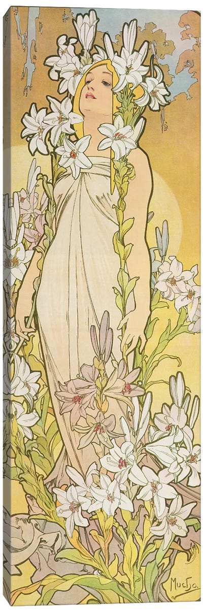 The Flowers: Lily, 1898  Canvas Art Print - Alphonse Mucha