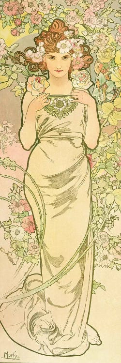 The Flowers: Rose, 1898  by Alphonse Mucha wall art
