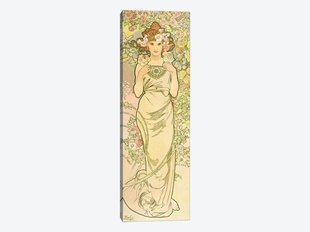 The Flowers: Rose, 1898  by Alphonse Mucha 1-piece Canvas Art
