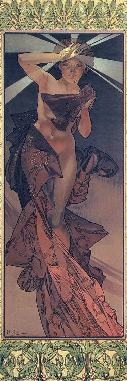 The Moon and the Stars: Morning Star, 1902  by Alphonse Mucha wall art