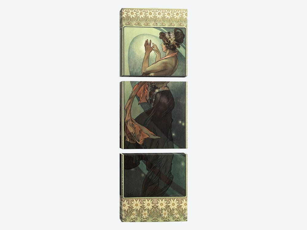 The Moon and the Stars: Pole Star, 1902  by Alphonse Mucha 3-piece Canvas Art Print