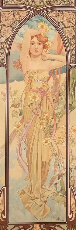 The Times of the Day: Brightness of Day, 1899  by Alphonse Mucha wall art
