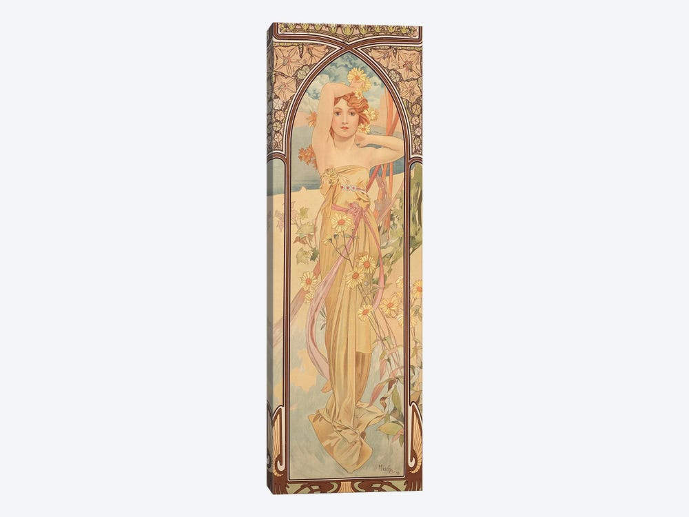The Times of the Day: Brightness of Day, 1899  by Alphonse Mucha 1-piece Canvas Wall Art