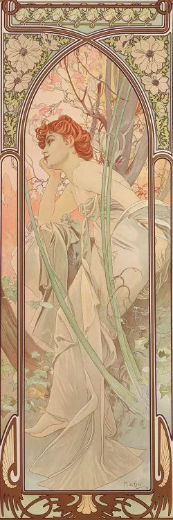 The Times of the Day: Evening Contemplation, 1899  by Alphonse Mucha wall art