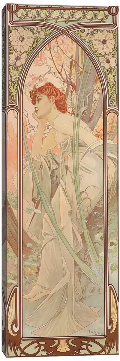 The Times of the Day: Evening Contemplation, 1899  Canvas Art Print - Alphonse Mucha