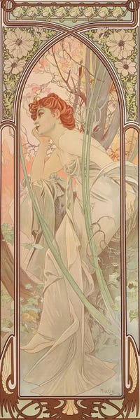 Art Nouveau: The Times of the Day: Evening Contemplation, 1899  by Alphonse Mucha