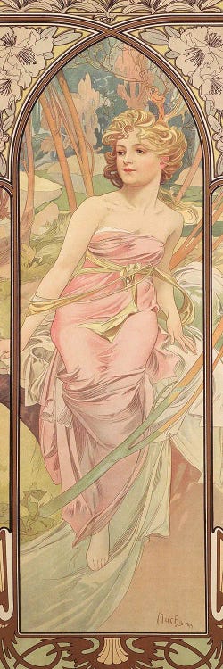 The Times of the Day: Morning Awakening, 1899  by Alphonse Mucha wall art