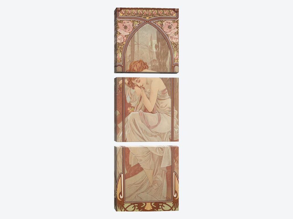 The Times of the Day: Night's Rest, 1899  by Alphonse Mucha 3-piece Canvas Wall Art