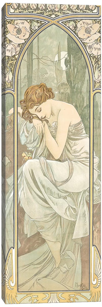 The Times of the Day Canvas Art Print - Alphonse Mucha