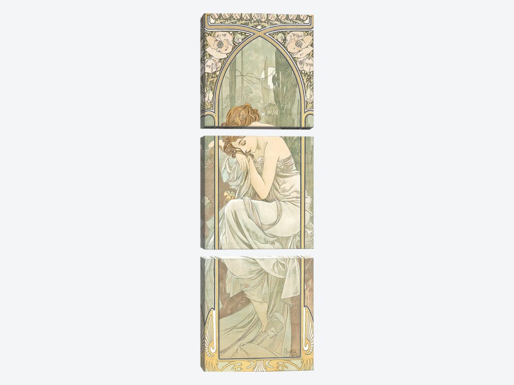 The Times of the Day by Alphonse Mucha 3-piece Canvas Print