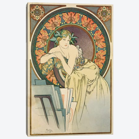 Woman with Poppies, 1898  Canvas Print #BMN8979} by Alphonse Mucha Canvas Artwork