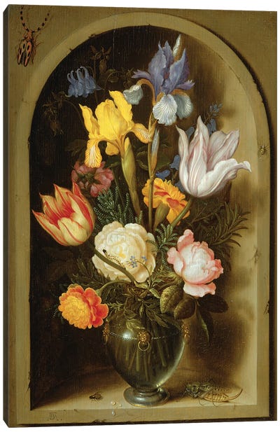 Still life with flowers and insects  Canvas Art Print